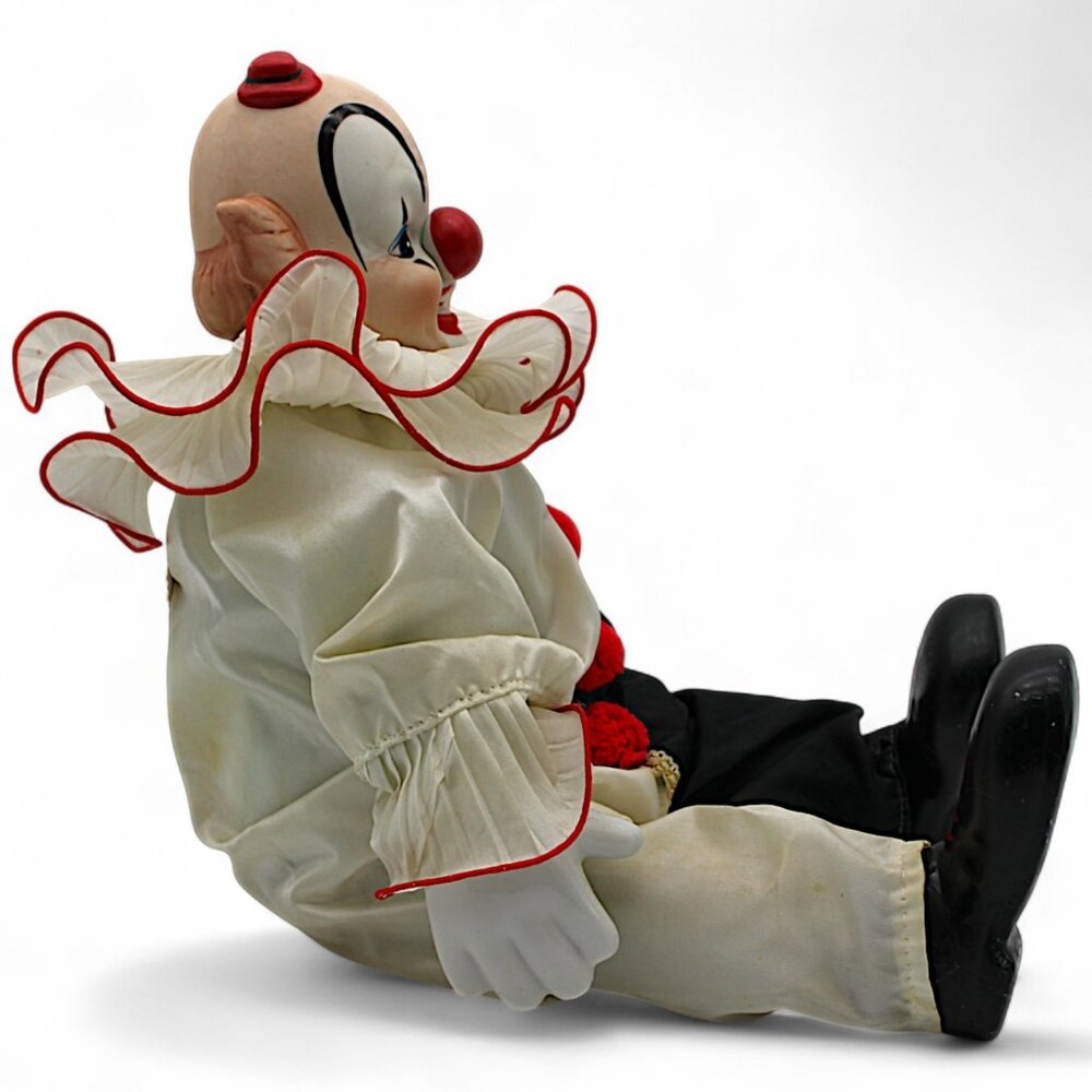 Dynasty Doll Collection Pierrot Clown Doll With Red Trim & Pom-Poms - Picture 2 of 7